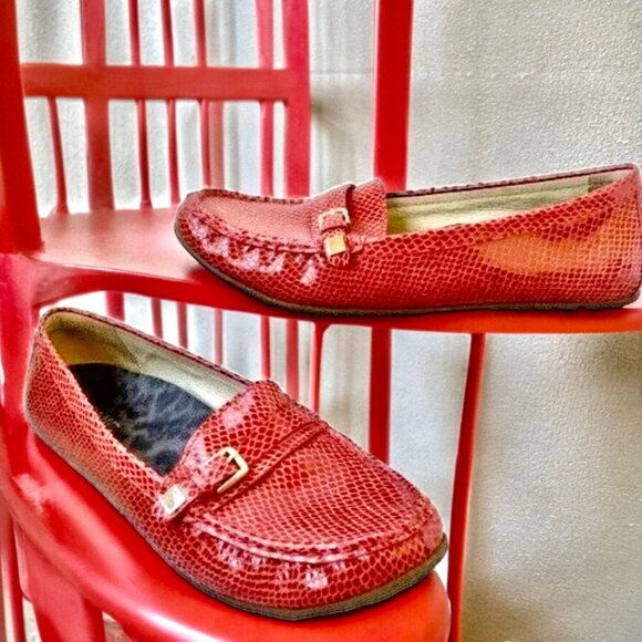 David Tate Loafer Patent Leather Snakeskin Print Womens size 12 - Picture 14 of 14